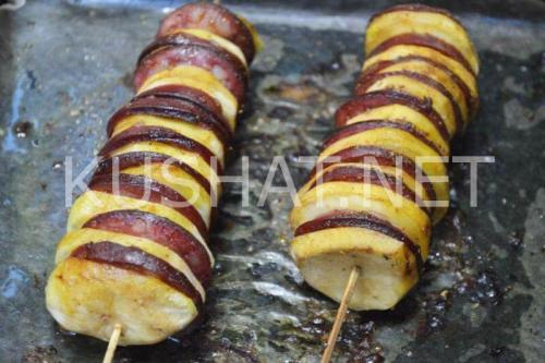 Шашлык в духовке на картофельной подушке. Шашлык с картошкой в духовке. Пошаговый рецепт с фото