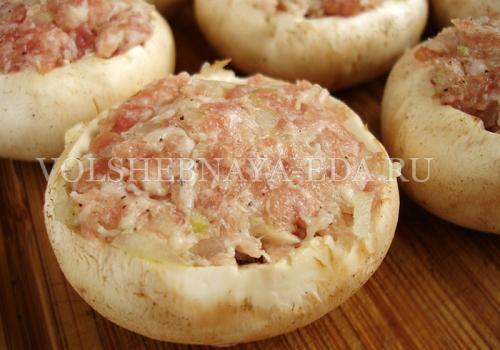 Фаршированные шампиньоны фаршем. Ингредиенты