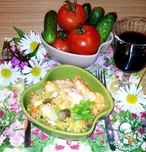 Ризотто с курицей и креветками. Рецепт «Ризотто с курицей, грибами, креветками и овощами»: