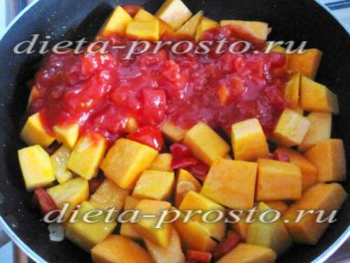 Тыква с томатной пастой. Тушеная тыква по-гречески в томатном соусе 04