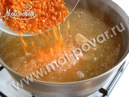 Суп из бараньих ребрышек с чечевицей. Приготовление супа из бараньих ребрышек с чечевицей. 09