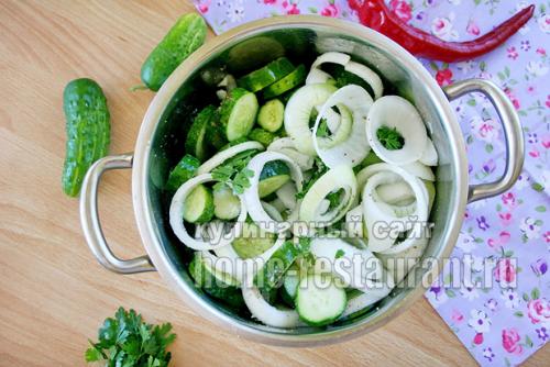 Салат из огурцов с кориандром на зиму рецепты. Латгальский салат из огурцов с луком на зиму