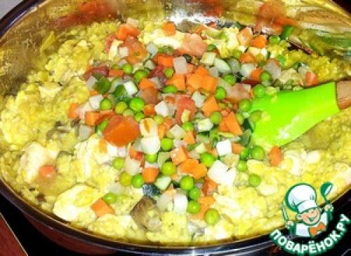 Ризотто с курицей и креветками. Рецепт «Ризотто с курицей, грибами, креветками и овощами»: