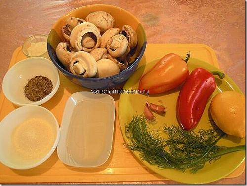 Шампиньоны с болгарским перцем и луком. Отличная закуска из грибов шампиньонов с болгарским перцем!