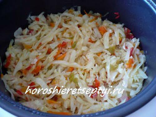 Диетическая тушеная капуста с курицей в мультиварке. Ингредиенты:
