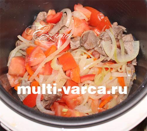 Рис с луком и помидорами в мультиварке. Мясо с рисом и помидорами 04 Рис с луком и помидорами в мультиварке. Мясо с рисом и помидорами 04