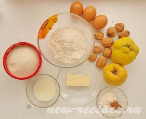 Торт с айвой и грецкими орехами. Пирог с айвой и орехами 05 Торт с айвой и грецкими орехами. Пирог с айвой и орехами 05