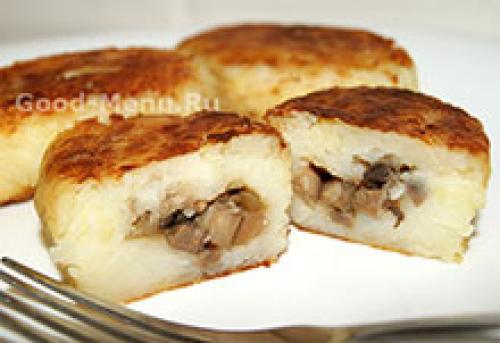 Картофельные зразы с грибами и сыром. Рецепт 1, пошаговый: картофельные зразы с грибами