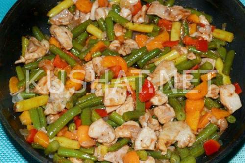 Курица со стручковой фасолью в томатном соусе. Стручковая фасоль с курицей – рецепт