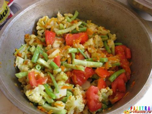 Курица со стручковой фасолью и цветной капустой. Цветная капуста тушеная со стручковой фасолью (фото-рецепт)