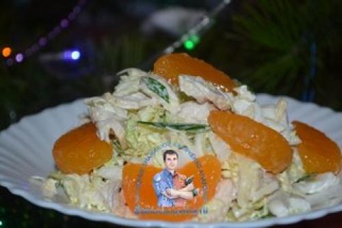 Салат большой праздник с пекинской капустой и Мандаринами. Салат с пекинской капустой, курицей и Мандаринами — новогодний рецепт