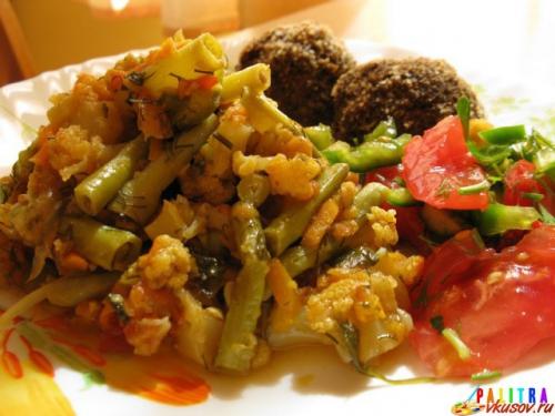 Курица со стручковой фасолью и цветной капустой. Цветная капуста тушеная со стручковой фасолью (фото-рецепт)