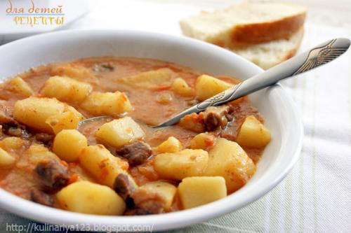 Тушеная картошка с курицей, как в садике. 439. Картошечка, тушенная с мясом (как в д/садике)