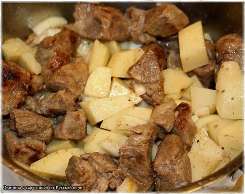 Картошка с мясом в Русской печи. Свинина с картошкой из Русской печи