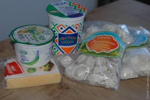 Пельмени в сливках с сыром. 