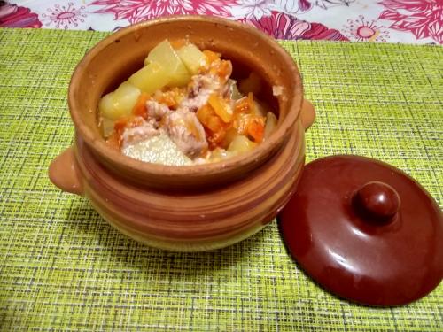 Блюда в горшочках в Русской печи. Мясо с картошкой в горшочках