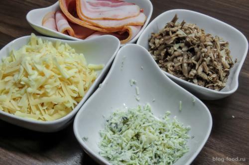 Картошка с грибами в беконе. Картофель в беконе с грибами и сыром