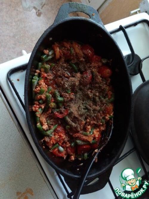 Фасоль с фаршем по-мексикански. Фасоль стручковая с фаршем по-мексикански