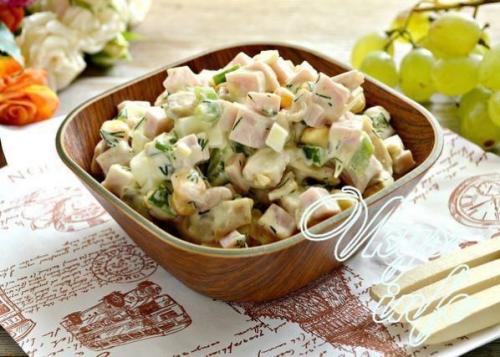 Салат с грибами и ветчиной и болгарским перцем. Вкусный, изысканный салат с ветчиной, жареными грибами, сыром и болгарским перцем - рецепт с фото приготовления праздничного блюда Мужской каприз 23