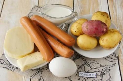 Запіканка з картоплі і сосисок. Рецепт: