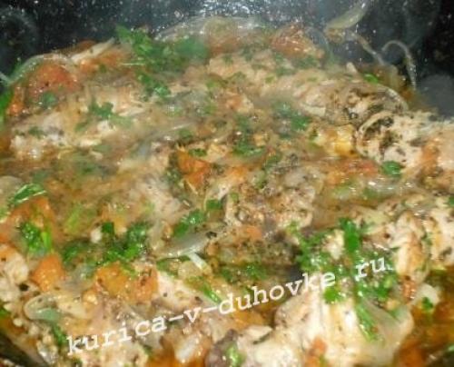 Как приготовить чахохбили из курицы в духовке. Чахохбили из курицы