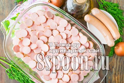 Картошка с сосисками в духовке без сыра. Картошка с сосисками в духовке