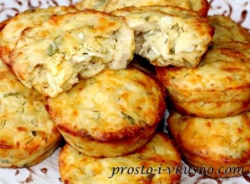 Маффины с курицей на молоке. Маффины с курицей и сыром