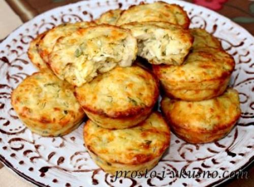 Маффины с курицей на молоке. Маффины с курицей и сыром