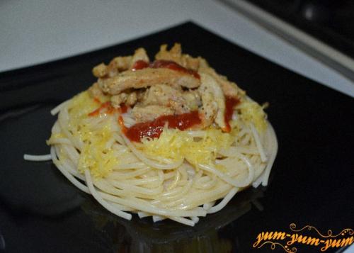 Макароны с индейкой и сыром. Спагетти с индейкой и сыром