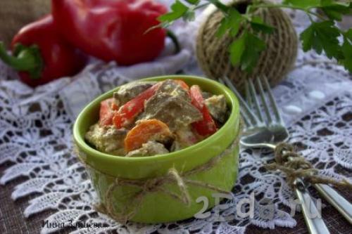 Печенка с помидорами и луком. рецепт 885. Говяжья печень с помидорами, луком и сливками. 41