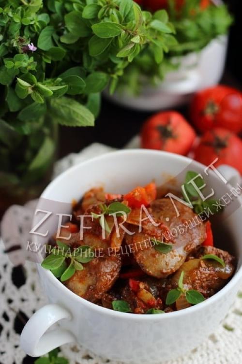 Печень говяжья с помидорами и луком. рецепт 885. Говяжья печень с помидорами, луком и сливками. 10 Печень говяжья с помидорами и луком. рецепт 885. Говяжья печень с помидорами, луком и сливками. 10