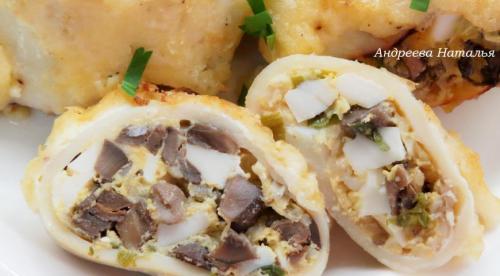 Кальмары, запеченные с сыром и грибами 11 Кальмары, запеченные с сыром и грибами 11