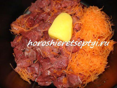 Свинина с капустой и картошкой в мультиварке. Ингредиенты: