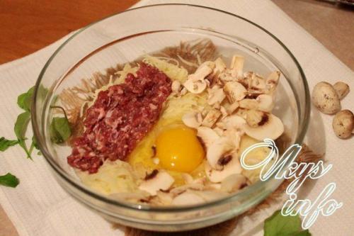 Драники с фаршем и грибами. Драники с грибами и фаршем 03