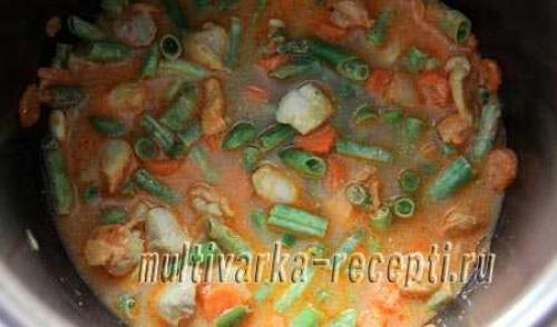 Курица в сливочном соусе с стручковой фасолью. Зелёная стручковая фасоль в сливочном соусе с курицей и сыром 09 Курица в сливочном соусе с стручковой фасолью. Зелёная стручковая фасоль в сливочном соусе с курицей и сыром 09