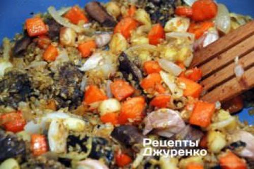 Булгур с индейкой и овощами. Индейка с булгуром и тыквой 06