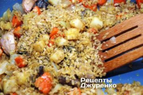 Булгур с индейкой и овощами. Индейка с булгуром и тыквой 05