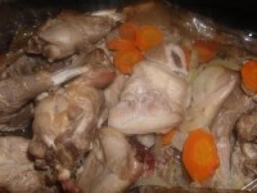 Кролик с рисом в рукаве. Процесс приготовления: