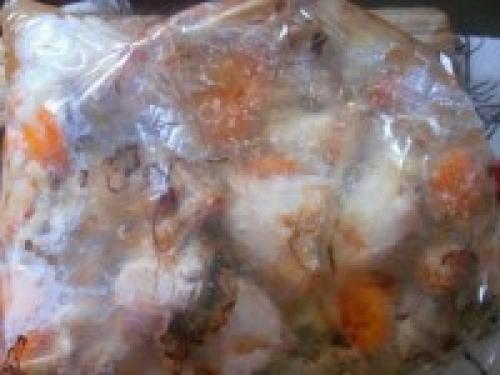 Кролик с рисом в рукаве. Процесс приготовления: