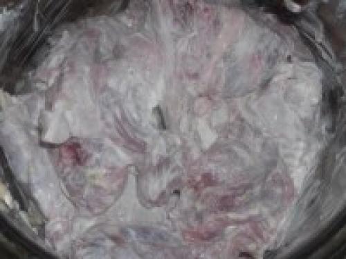 Кролик с рисом в рукаве. Процесс приготовления: