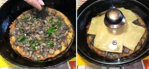 Пицца тонкая на сковороде. Пицца на сковороде за 10 минут 03