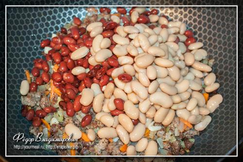 Паста с фаршем и красной фасолью. Итальянский густой овощной суп с фаршем, пастой и фасолью