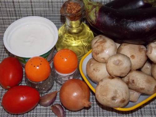 Баклажаны с грибами в сметанном соусе. Баклажаны с грибами в сметане