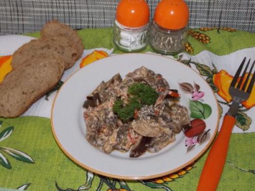Баклажаны с грибами в сметанном соусе. Баклажаны с грибами в сметане