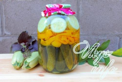 Ассорти с кабачками и цветной капустой на зиму. Овощное ассорти —, как мариновать огурцы с помидорами, цветной капустой, кабачком и болгарским перцем 24