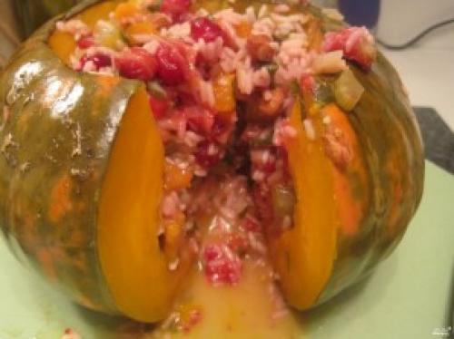 Тыква фаршированная рисом и овощами. Тыква, фаршированная рисом