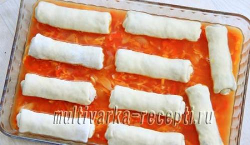 Сладкий рулет из пельменного теста. Рулетики из пельменного теста с фаршем в духовке