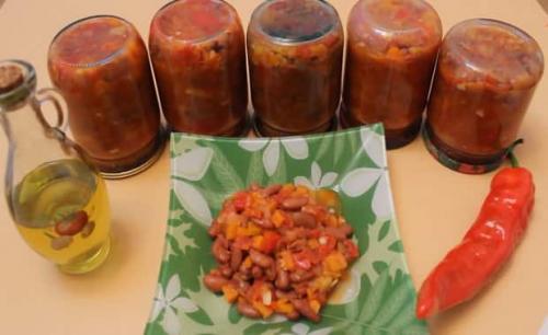 Фасоль в томате с болгарским перцем на зиму. Лечо из перца, помидоров и фасоли