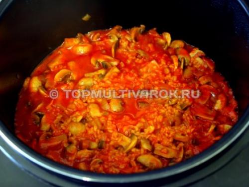 Булгур в мультиварке с грибами. Булгур с шампиньонами в томате