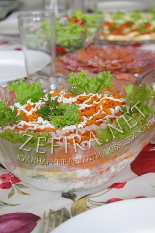 Салат с курицей с сыром и перцем болгарским перцем. Салат с курицей и болгарским перцем 04